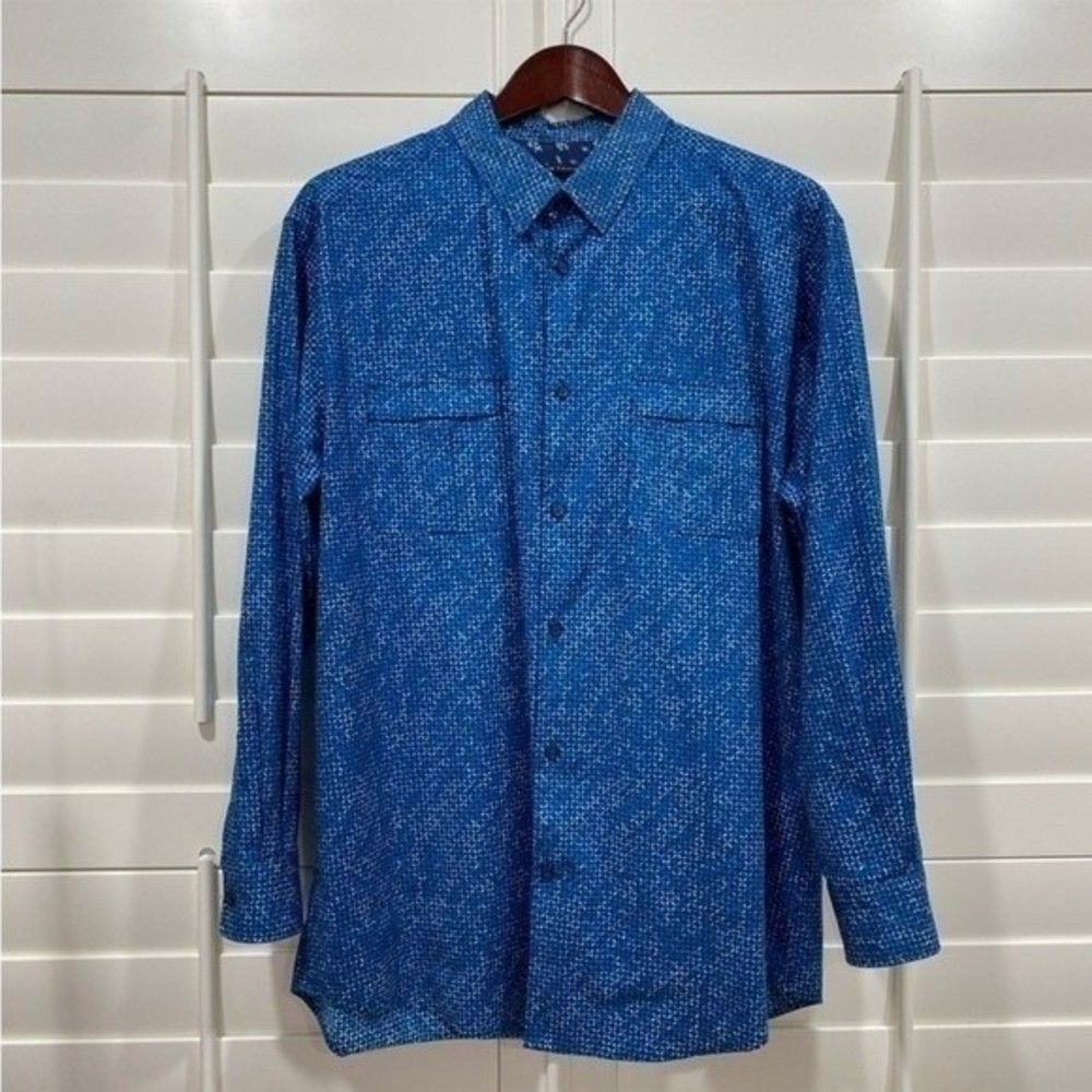 Elie Tahari Men's Button down shirt. Blue Large